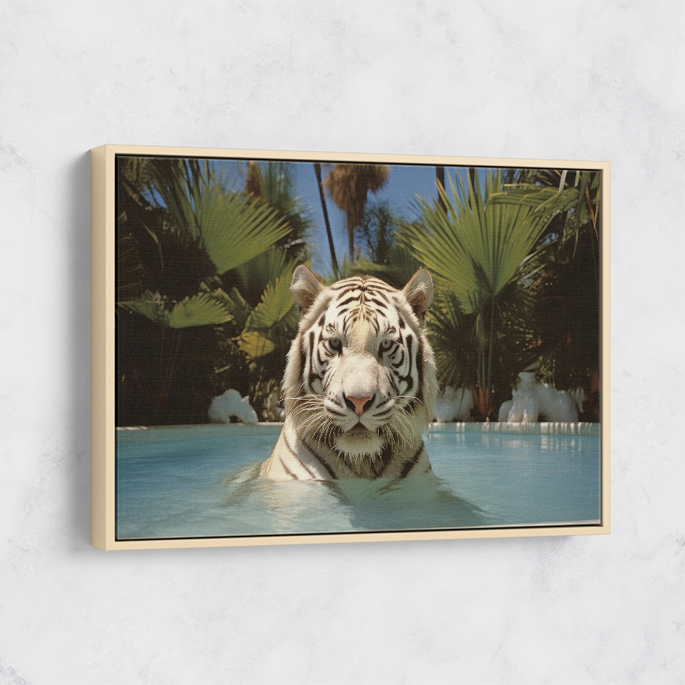 White Tiger Swimming Wall Art