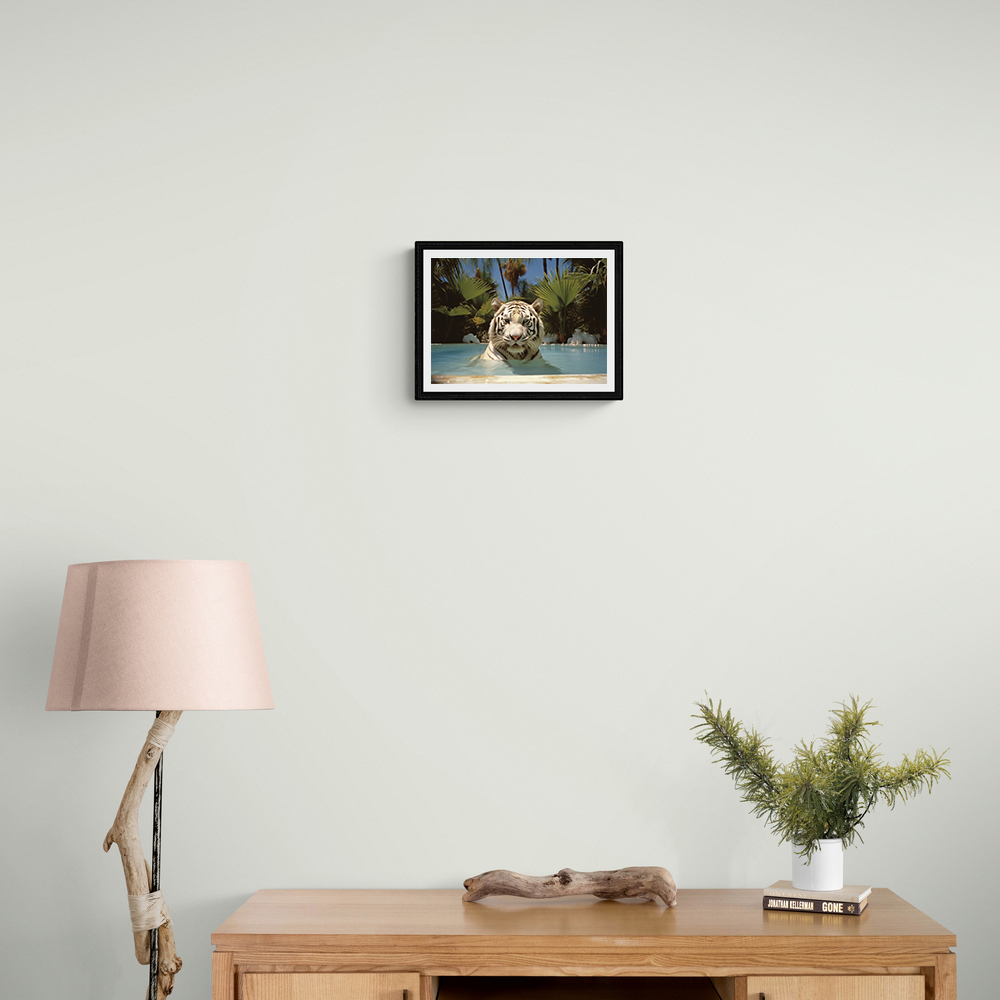 White Tiger Swimming Wall Art