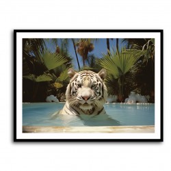 White Tiger Swimming Wall Art