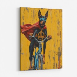 Doberman Superhero Cycling