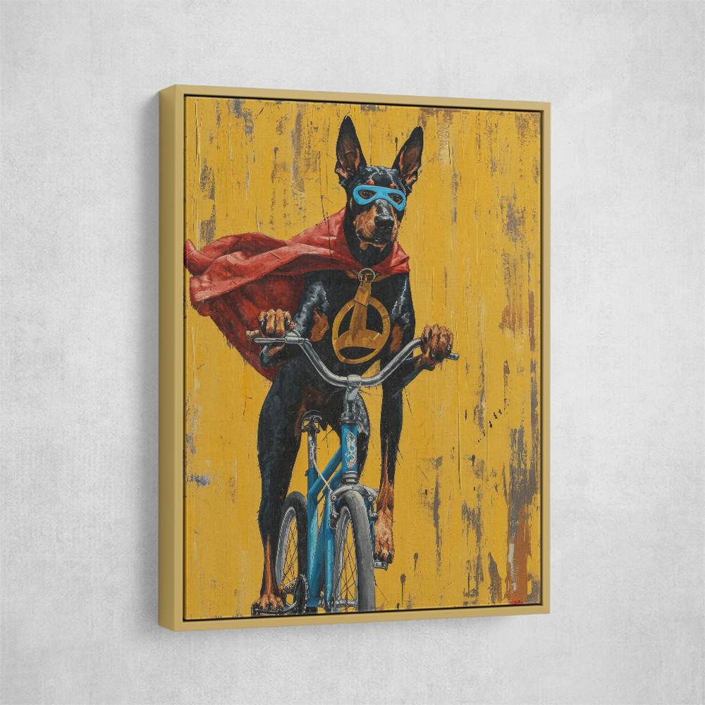 Doberman Superhero Cycling