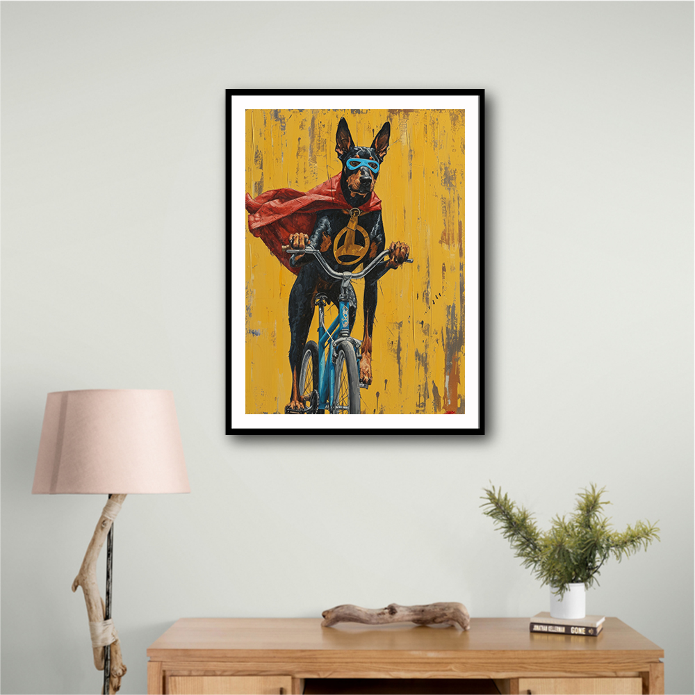 Doberman Superhero Cycling