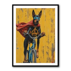 Doberman Superhero Cycling