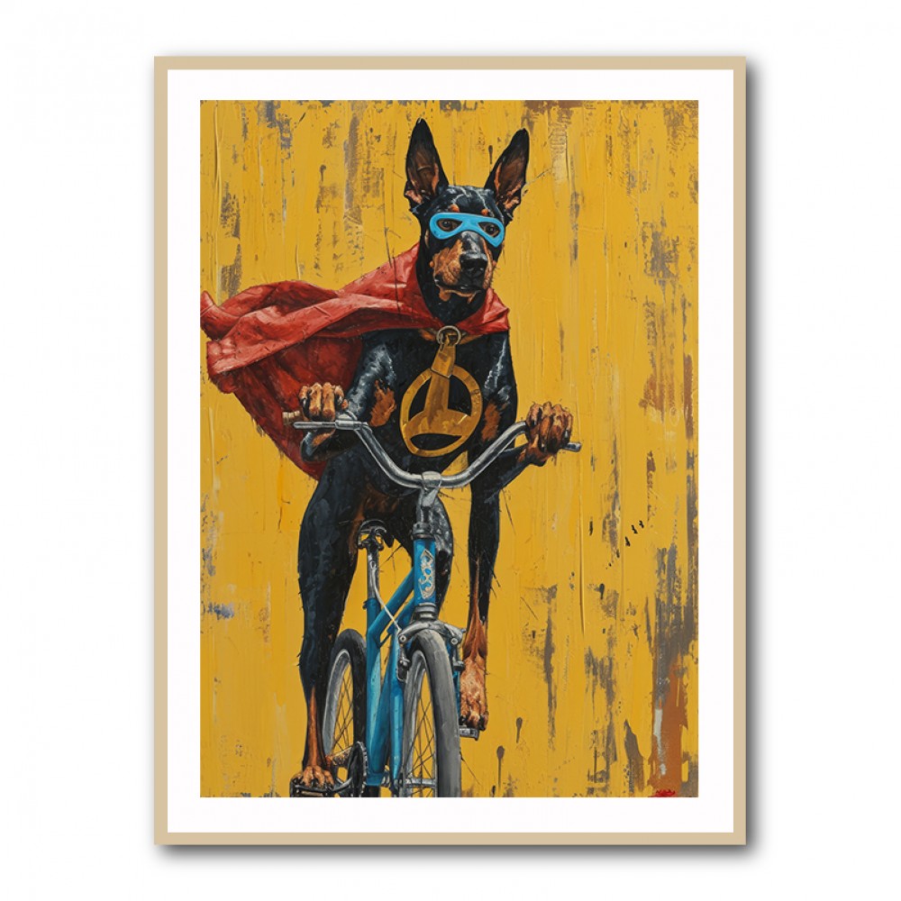 Doberman Superhero Cycling