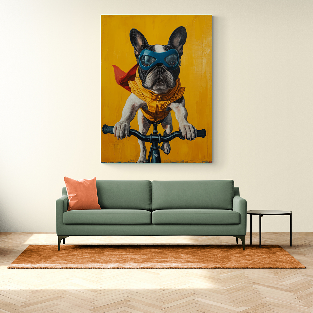 French Bulldog Superhero Cycling