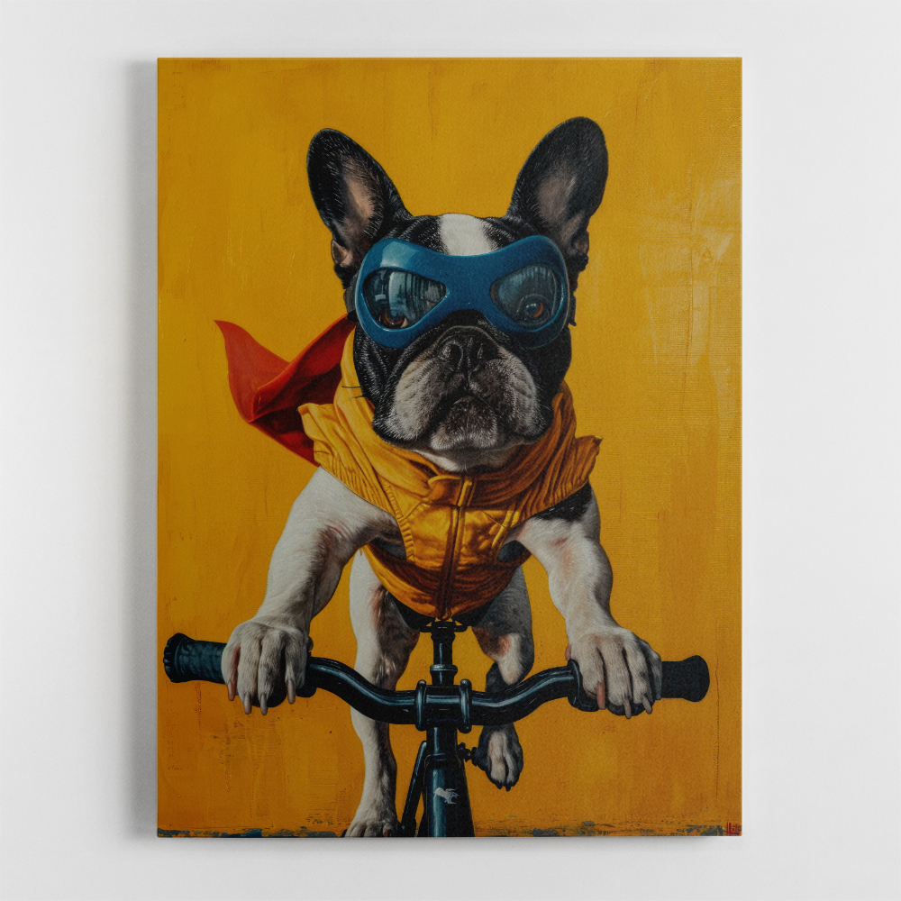 French Bulldog Superhero Cycling