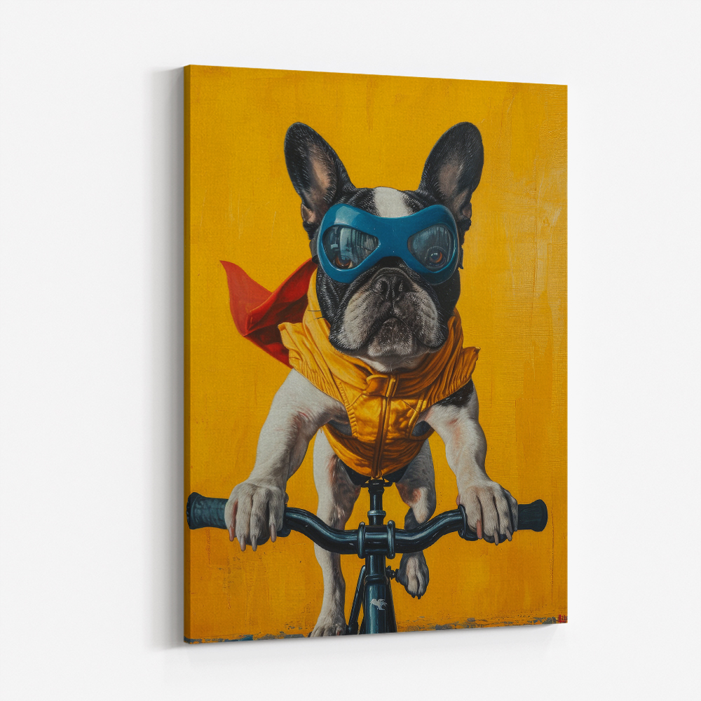 French Bulldog Superhero Cycling