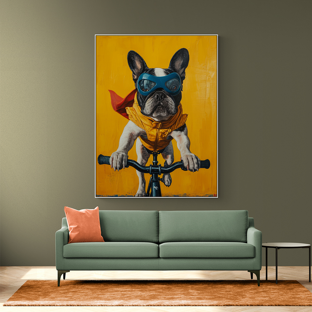 French Bulldog Superhero Cycling