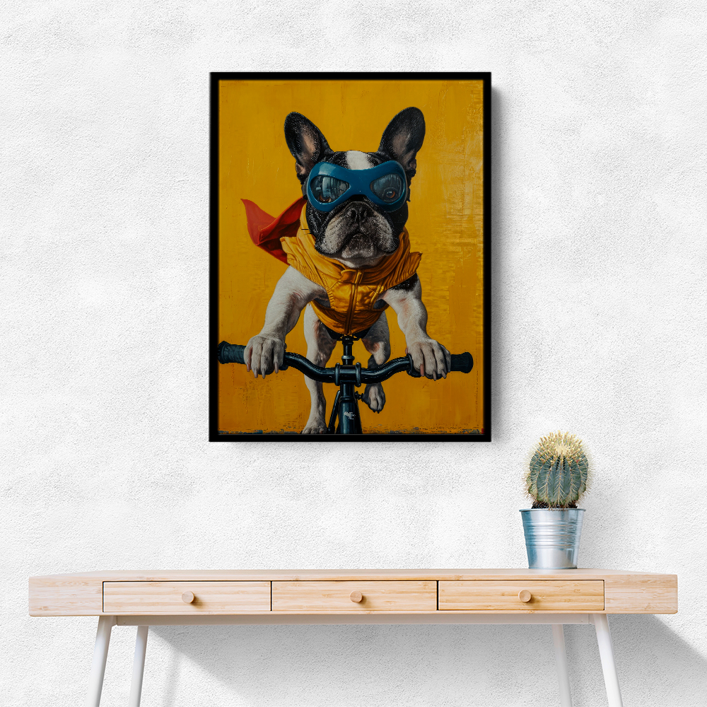 French Bulldog Superhero Cycling