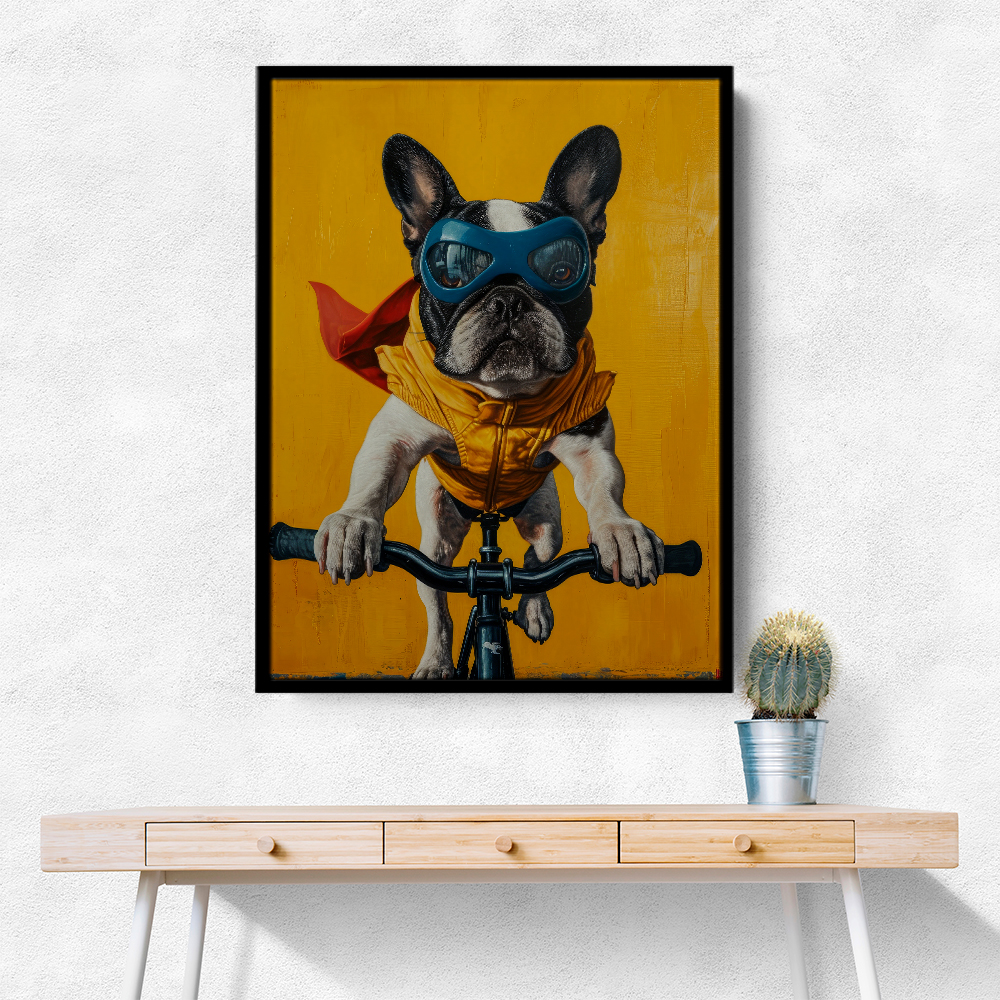 French Bulldog Superhero Cycling