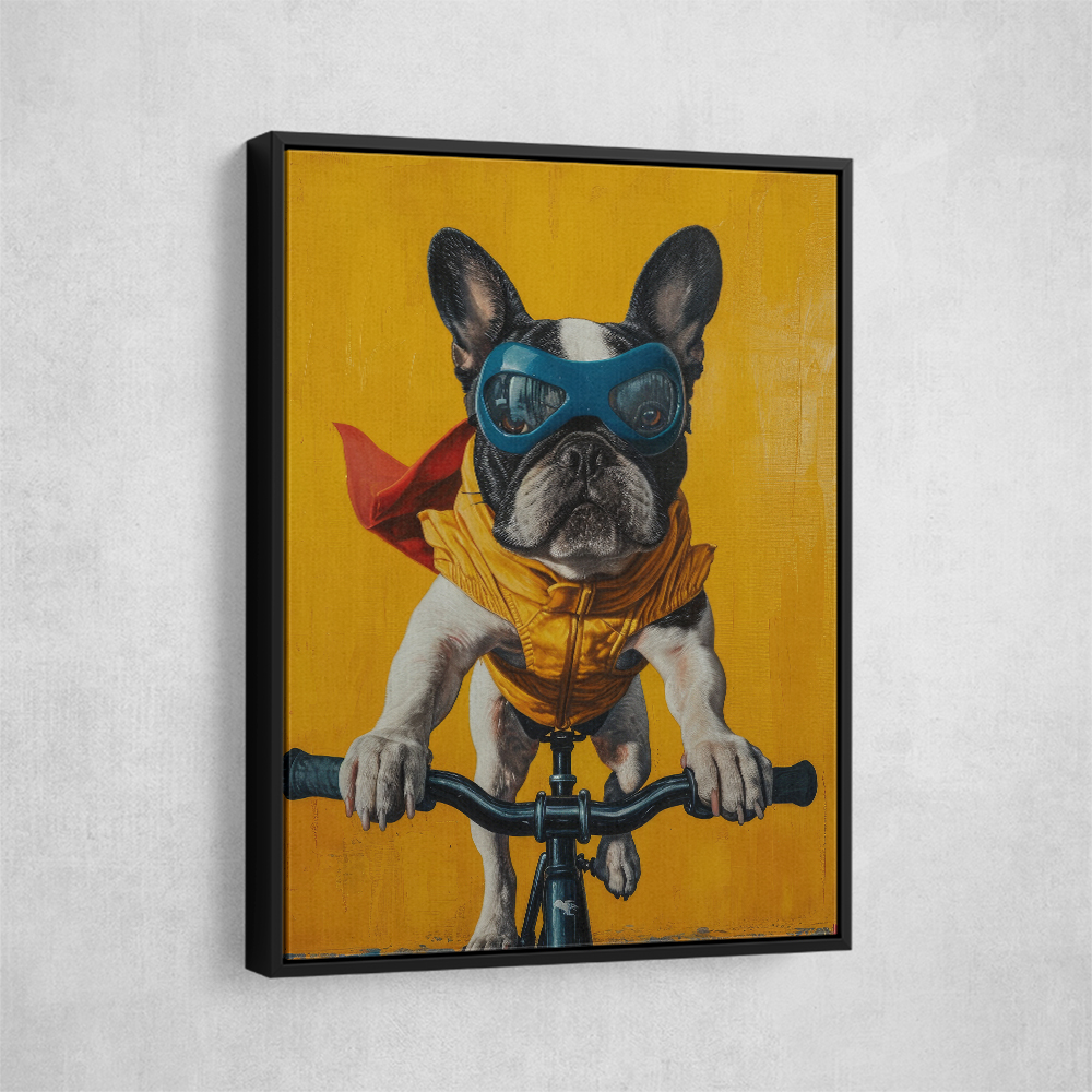 French Bulldog Superhero Cycling