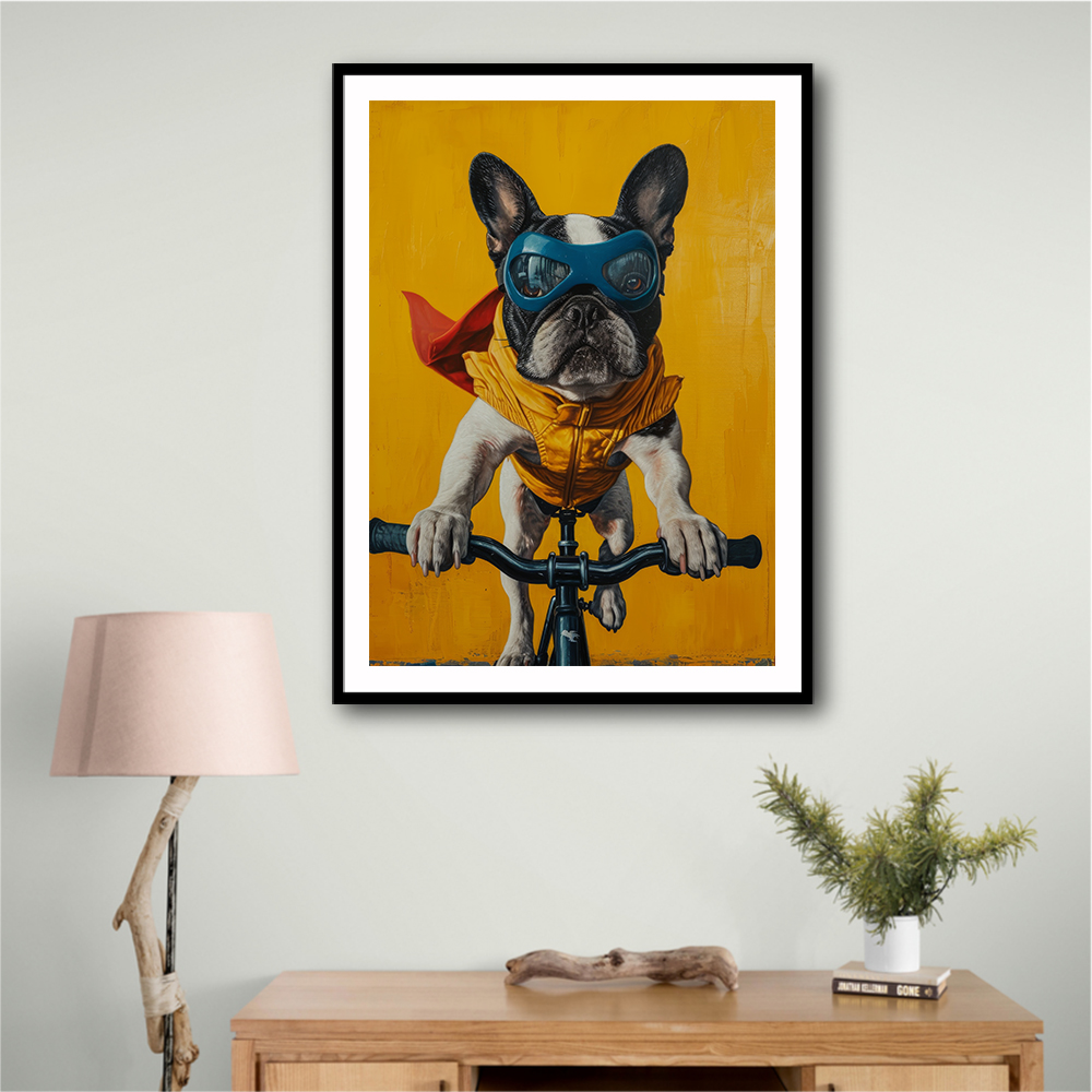 French Bulldog Superhero Cycling