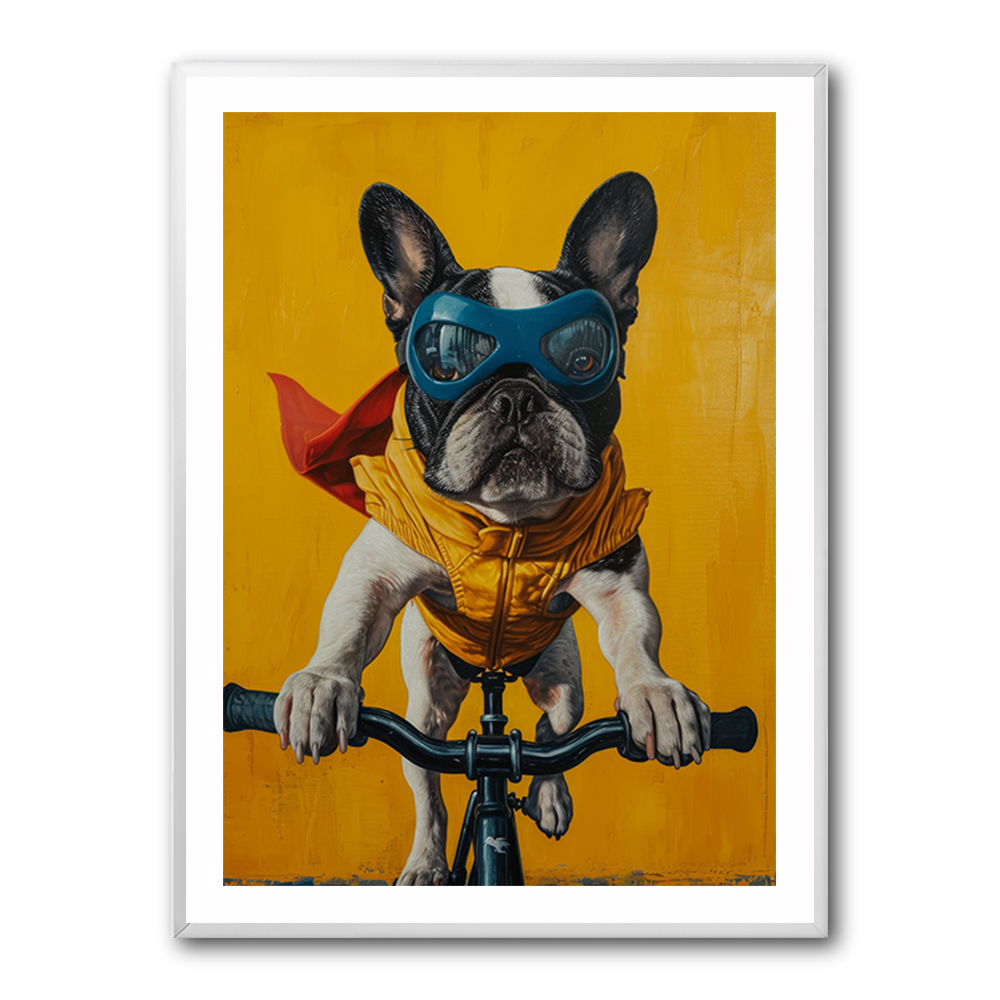 French Bulldog Superhero Cycling