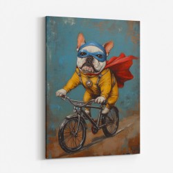 French Bulldog Superhero Biking