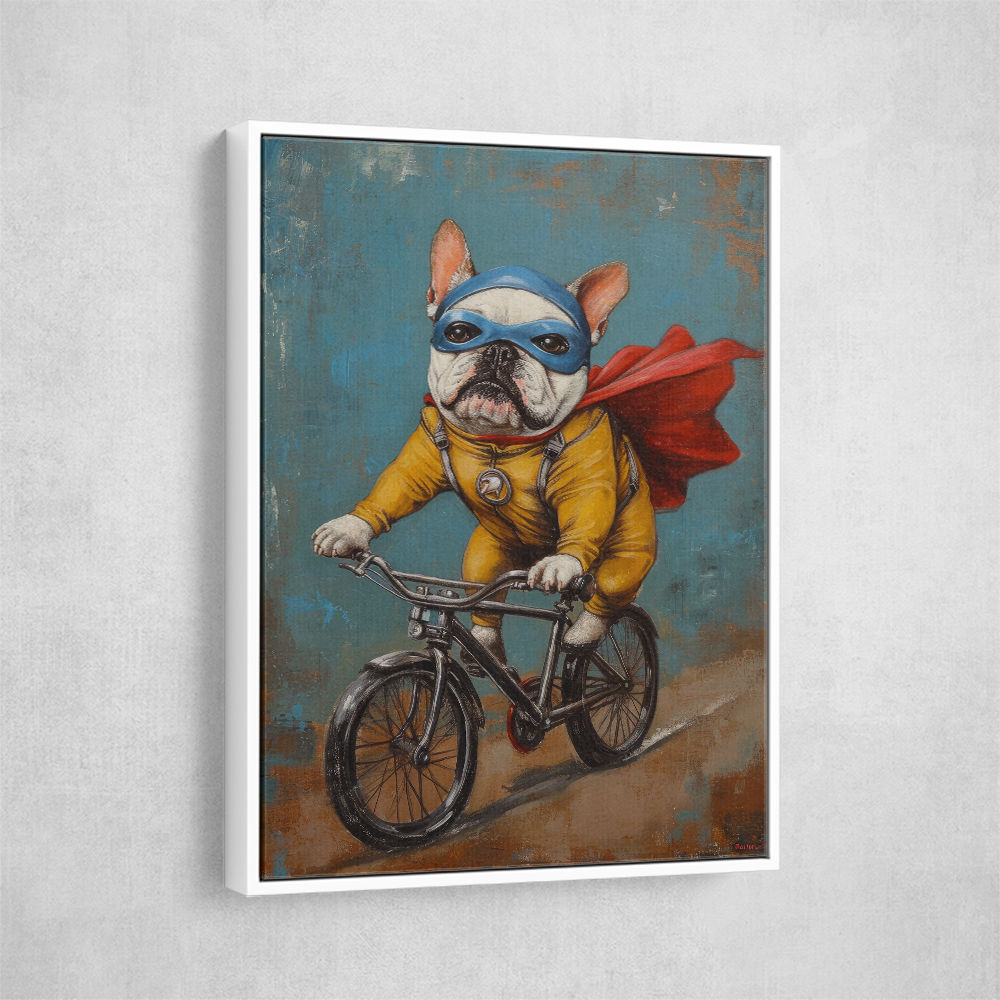 French Bulldog Superhero Biking