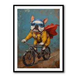 French Bulldog Superhero Biking