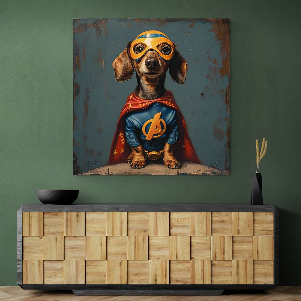 Superhero Dachshund Wall Art