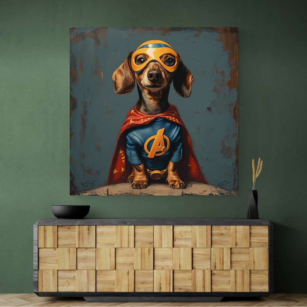 Superhero Dachshund Wall Art