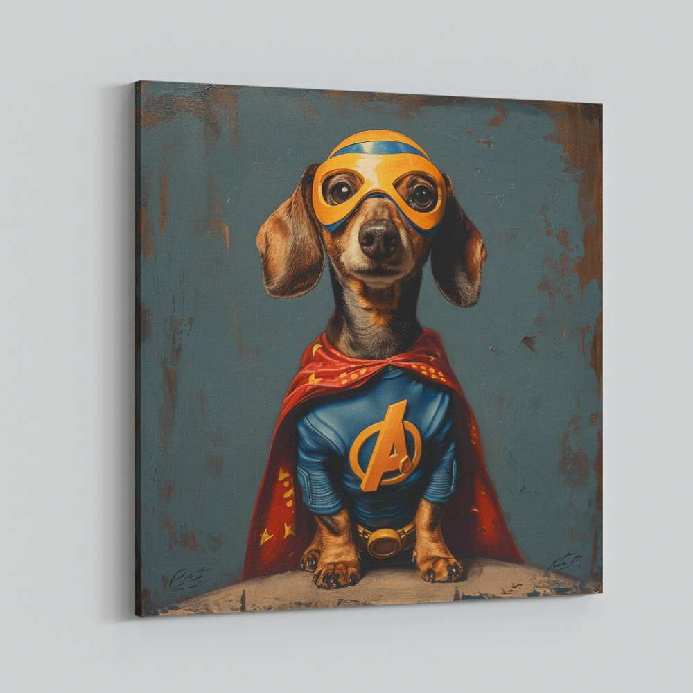 Superhero Dachshund Wall Art