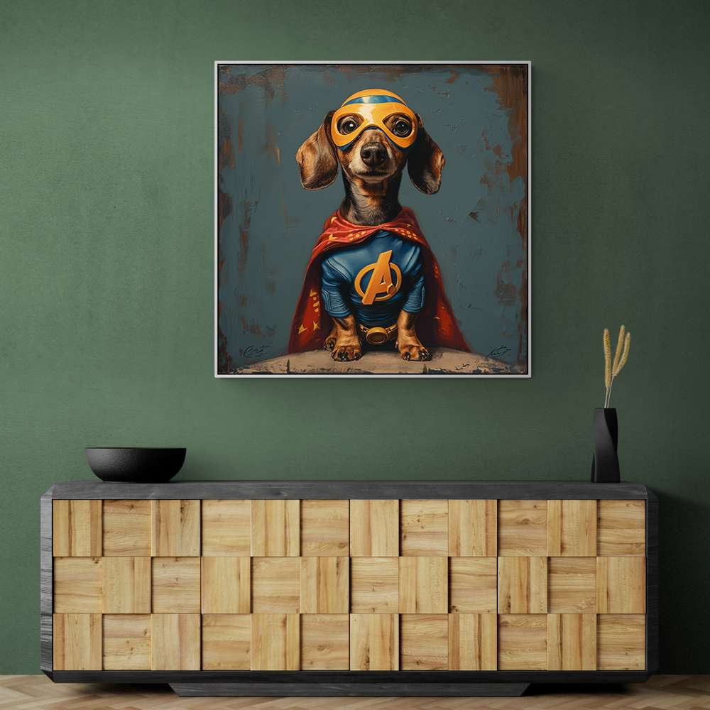 Superhero Dachshund Wall Art