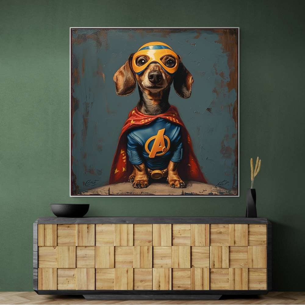 Superhero Dachshund Wall Art