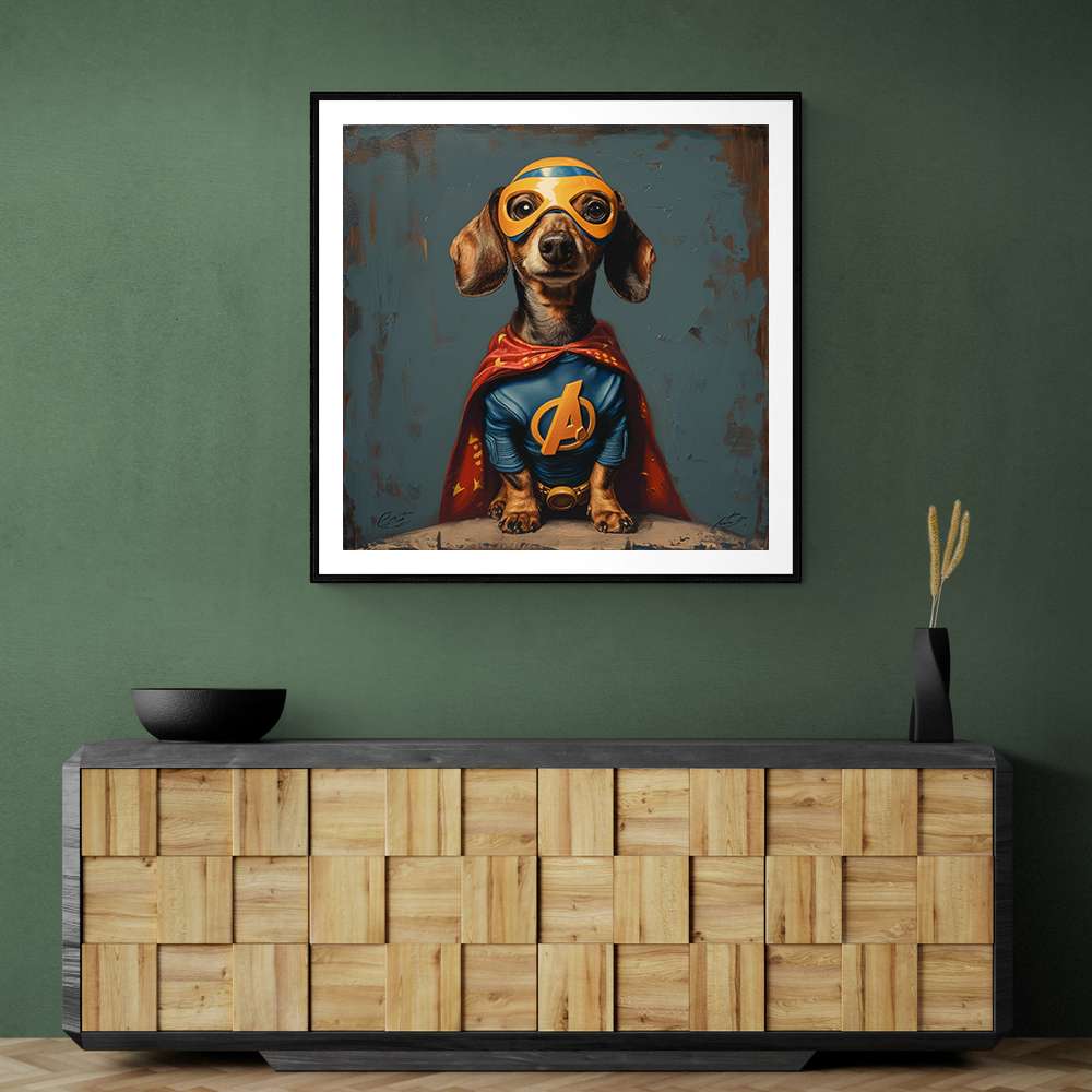 Superhero Dachshund Wall Art