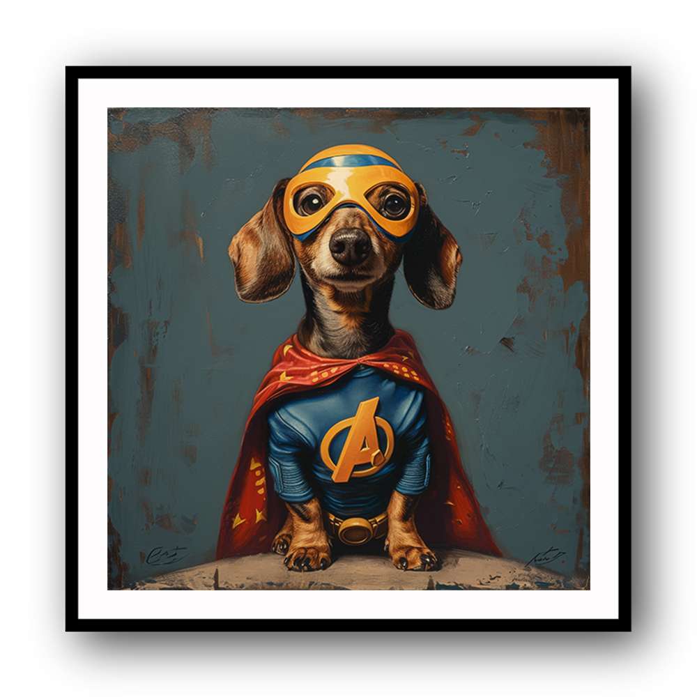 Superhero Dachshund Wall Art