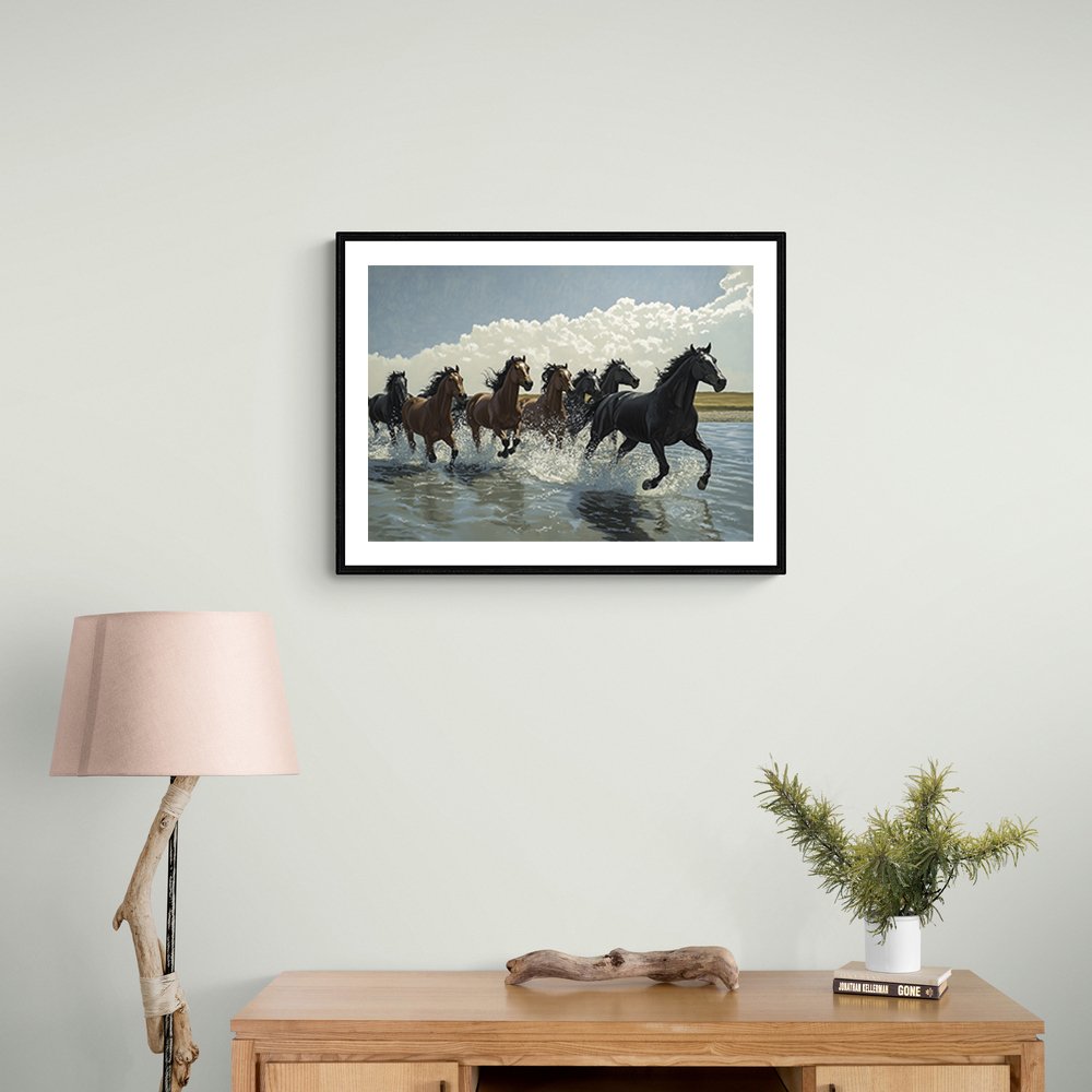 Seven Galloping River Horses