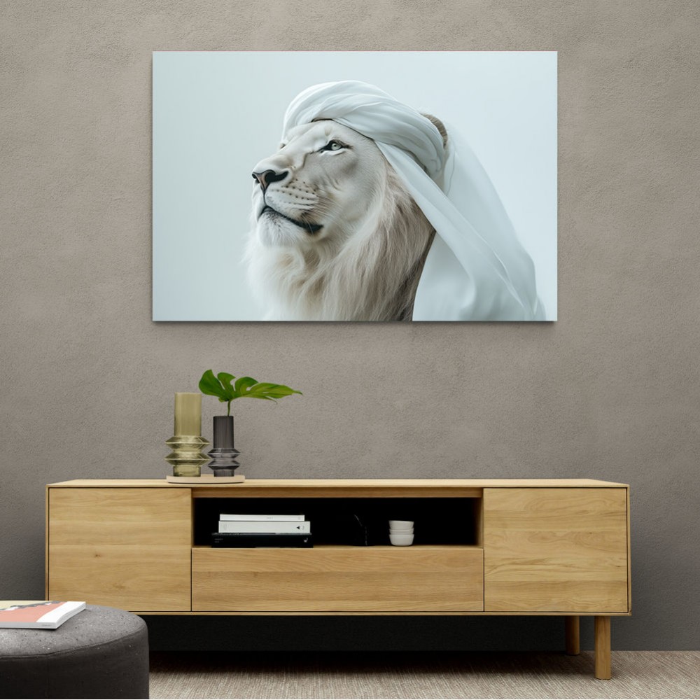 Ghutra White Lion Wall Art