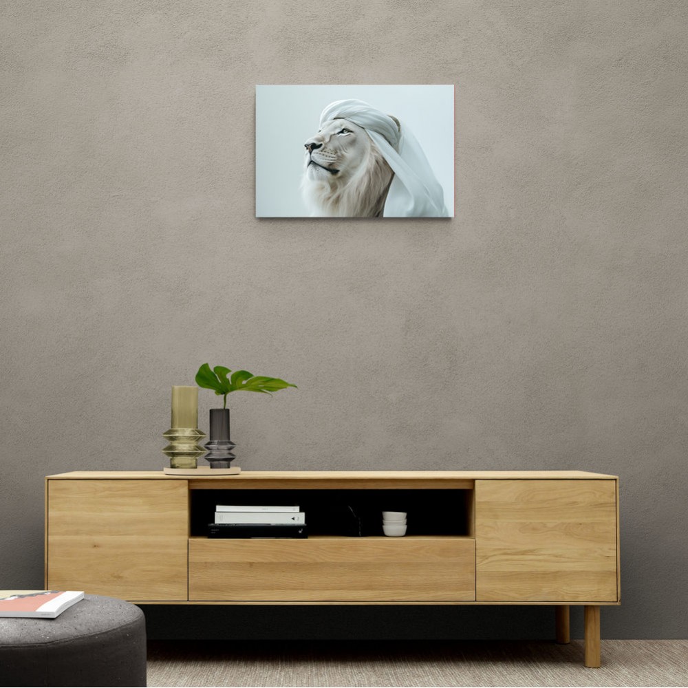 Ghutra White Lion Wall Art