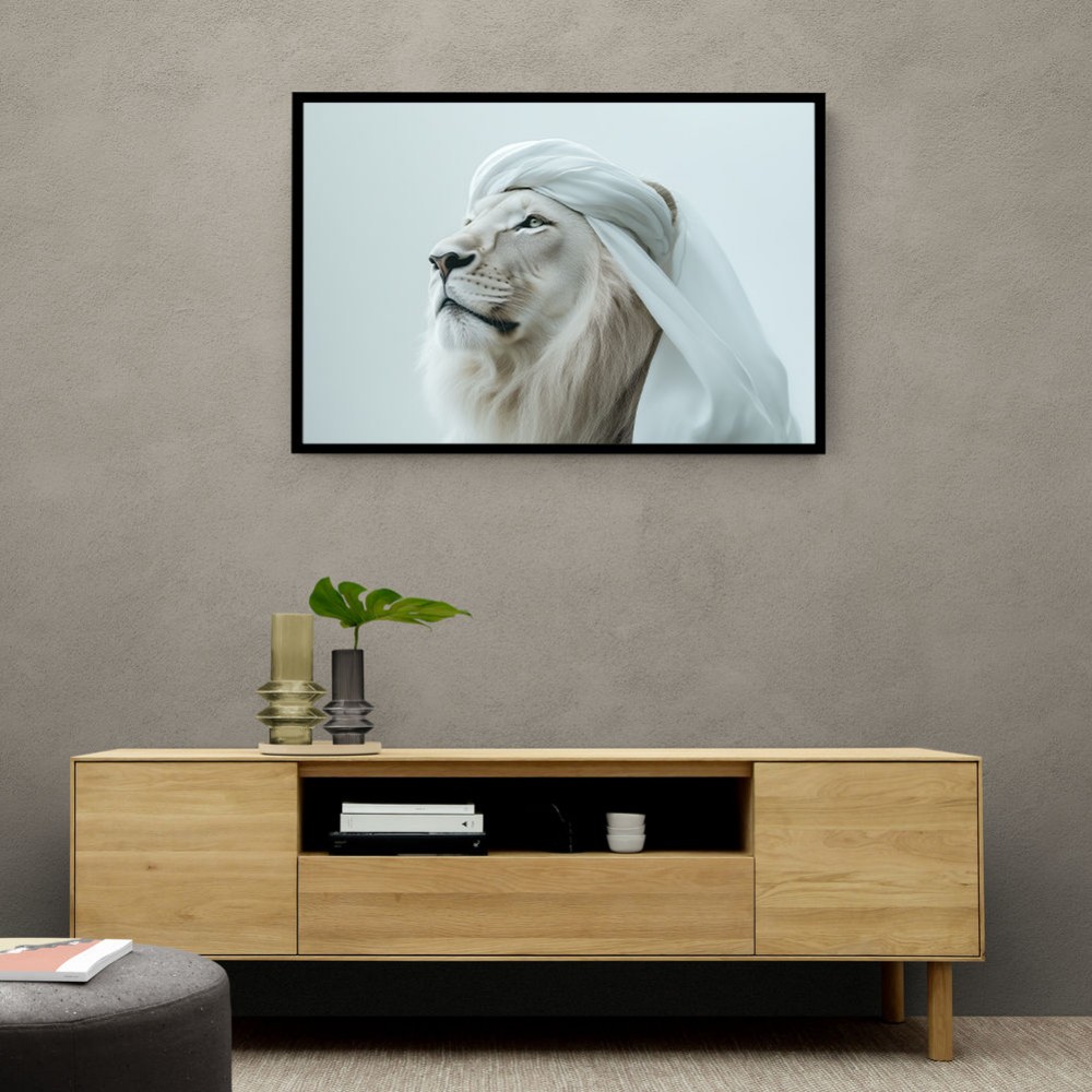 Ghutra White Lion Wall Art