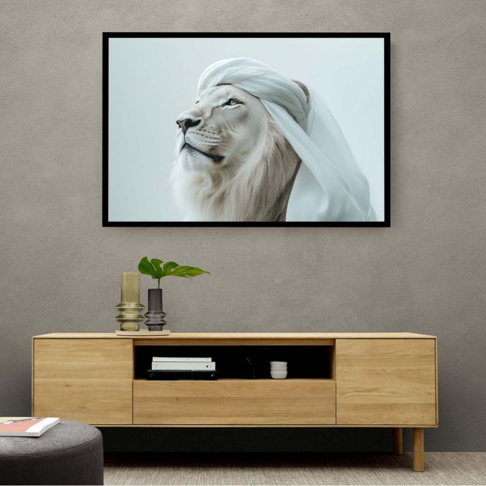 Ghutra White Lion Wall Art