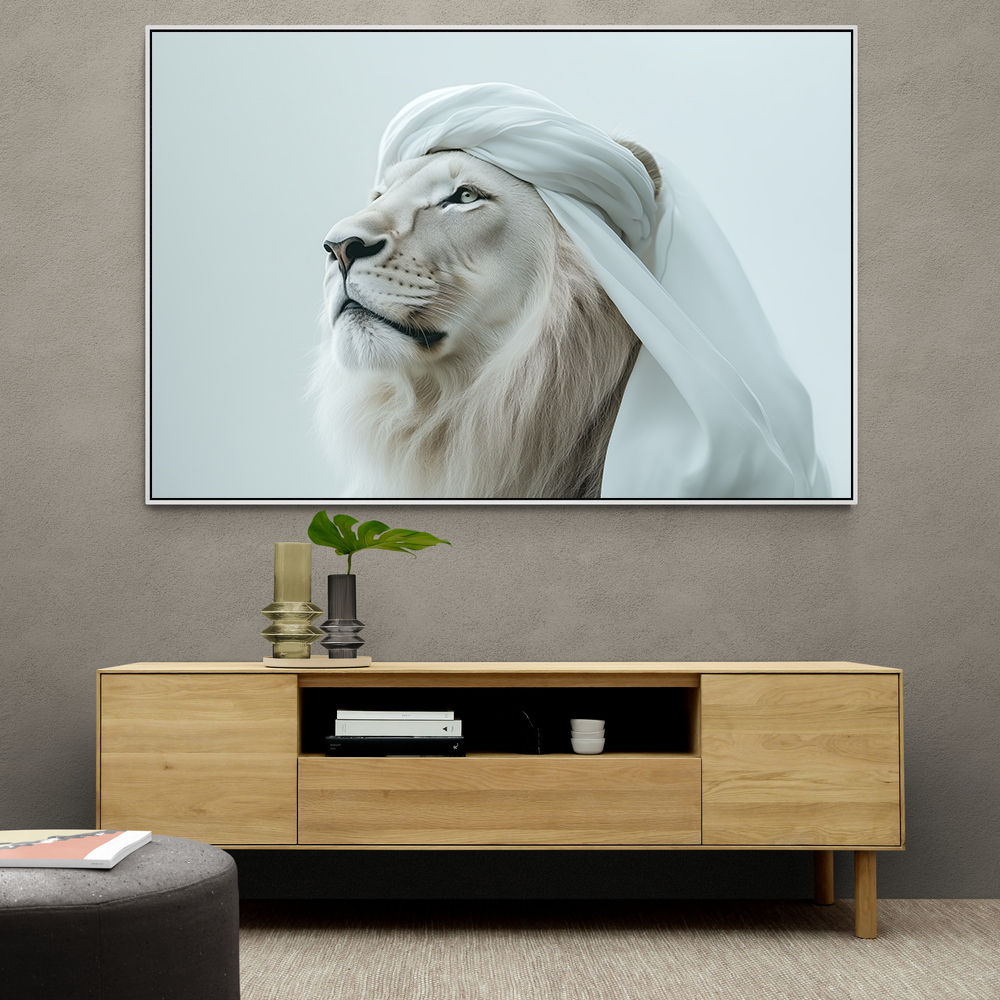 Ghutra White Lion Wall Art