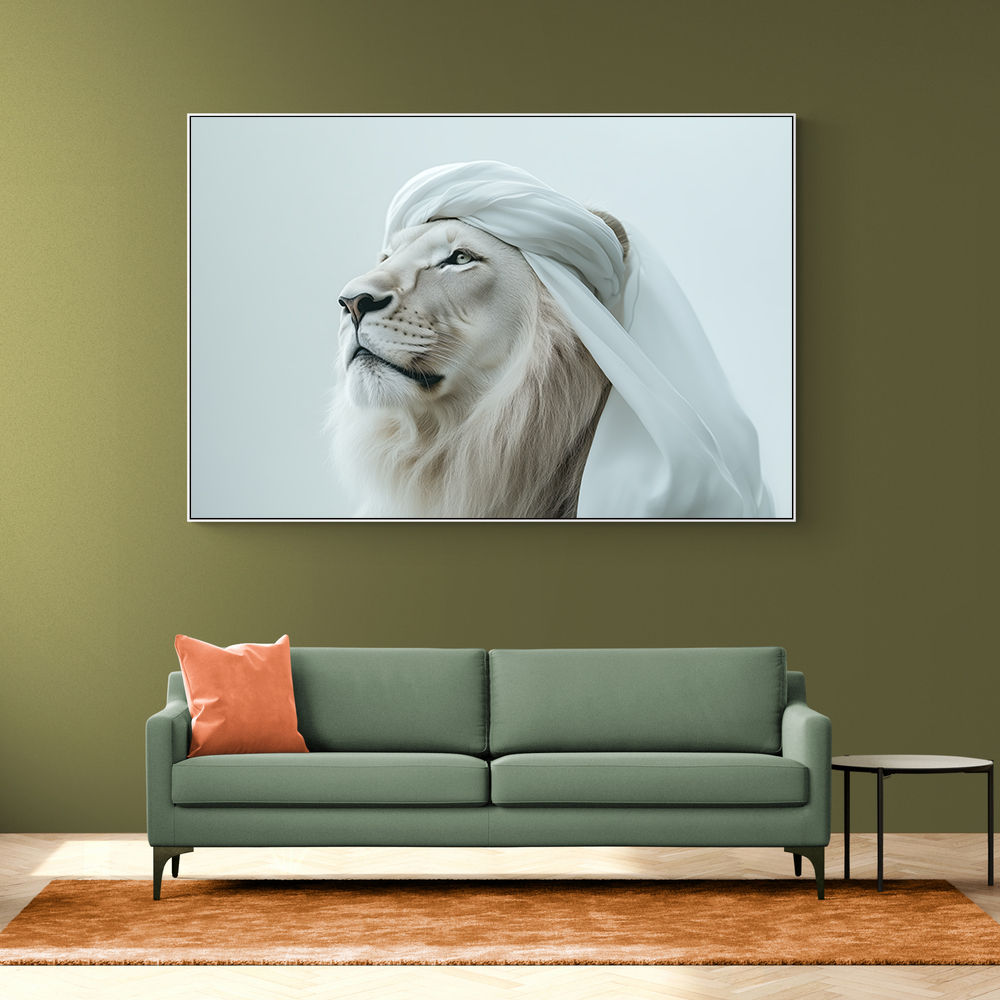 Ghutra White Lion Wall Art