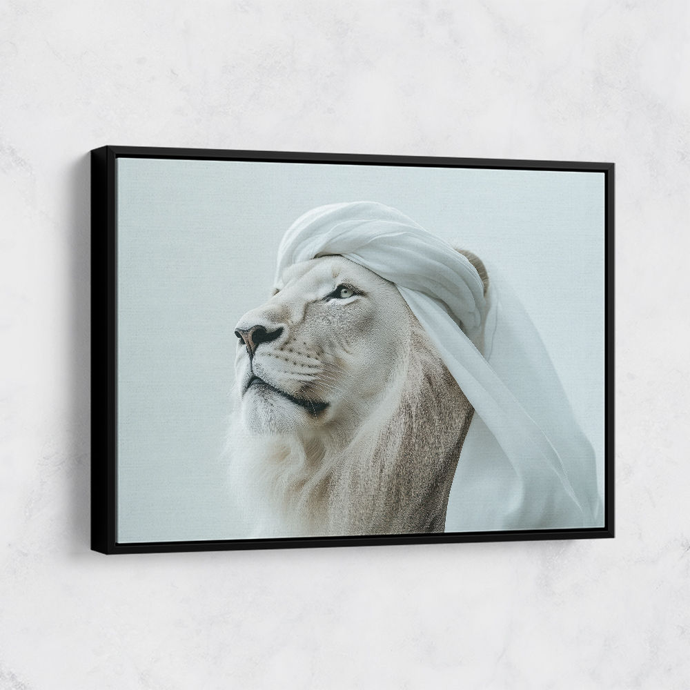 Ghutra White Lion Wall Art