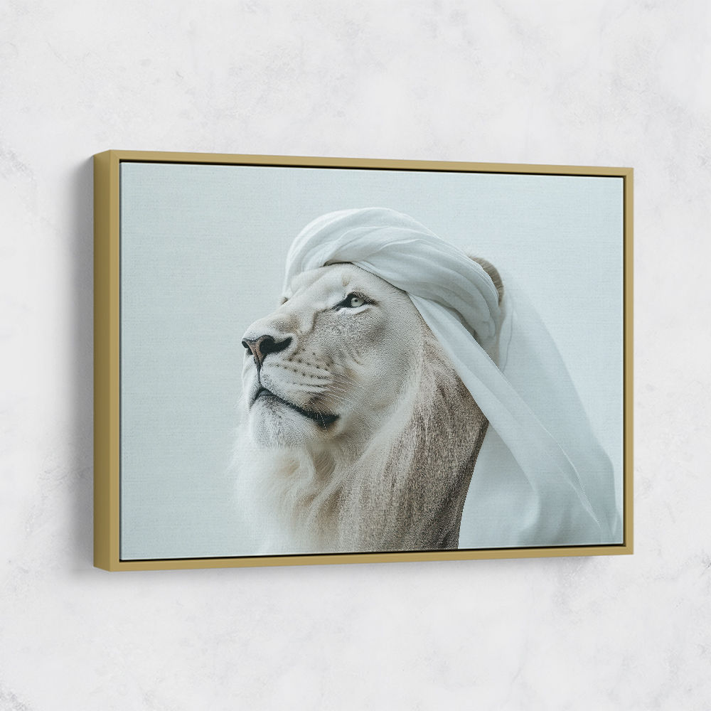 Ghutra White Lion Wall Art