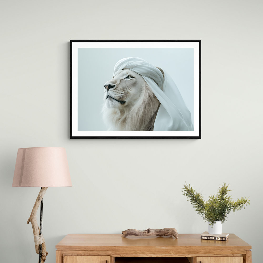 Ghutra White Lion Wall Art