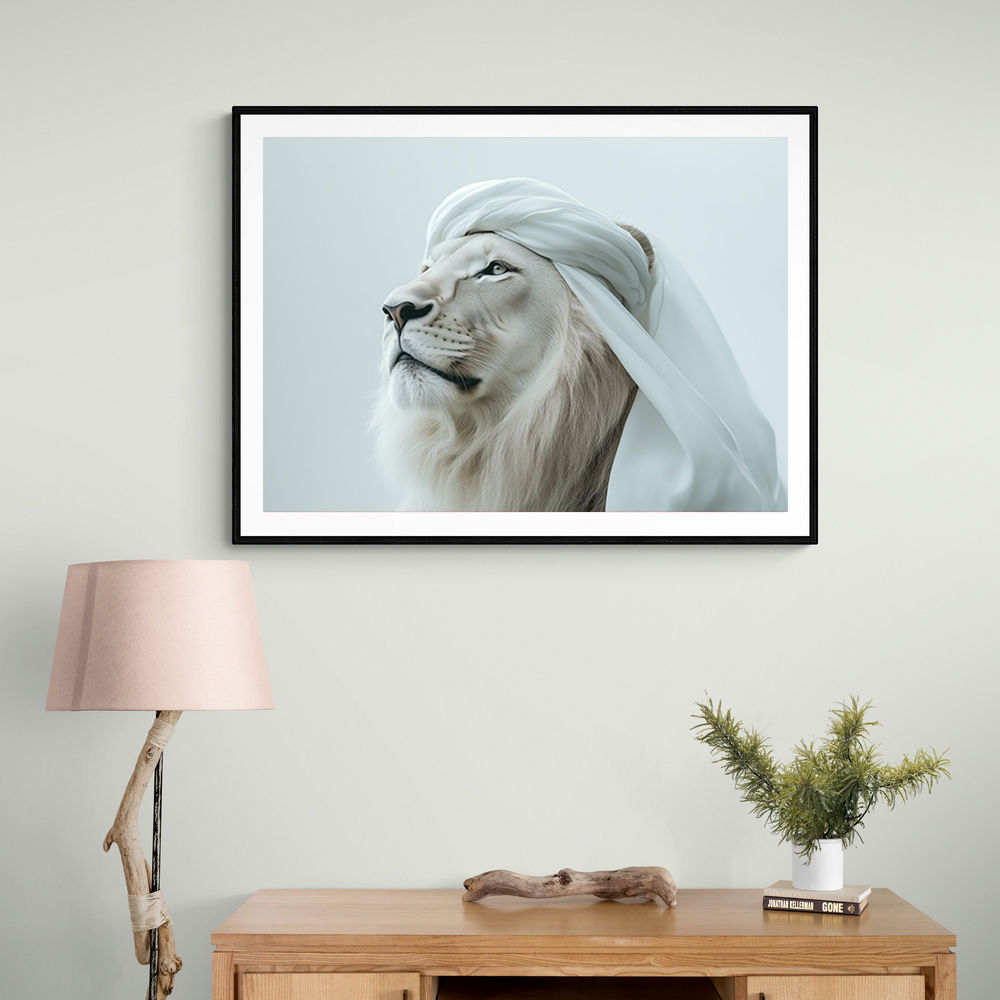 Ghutra White Lion Wall Art