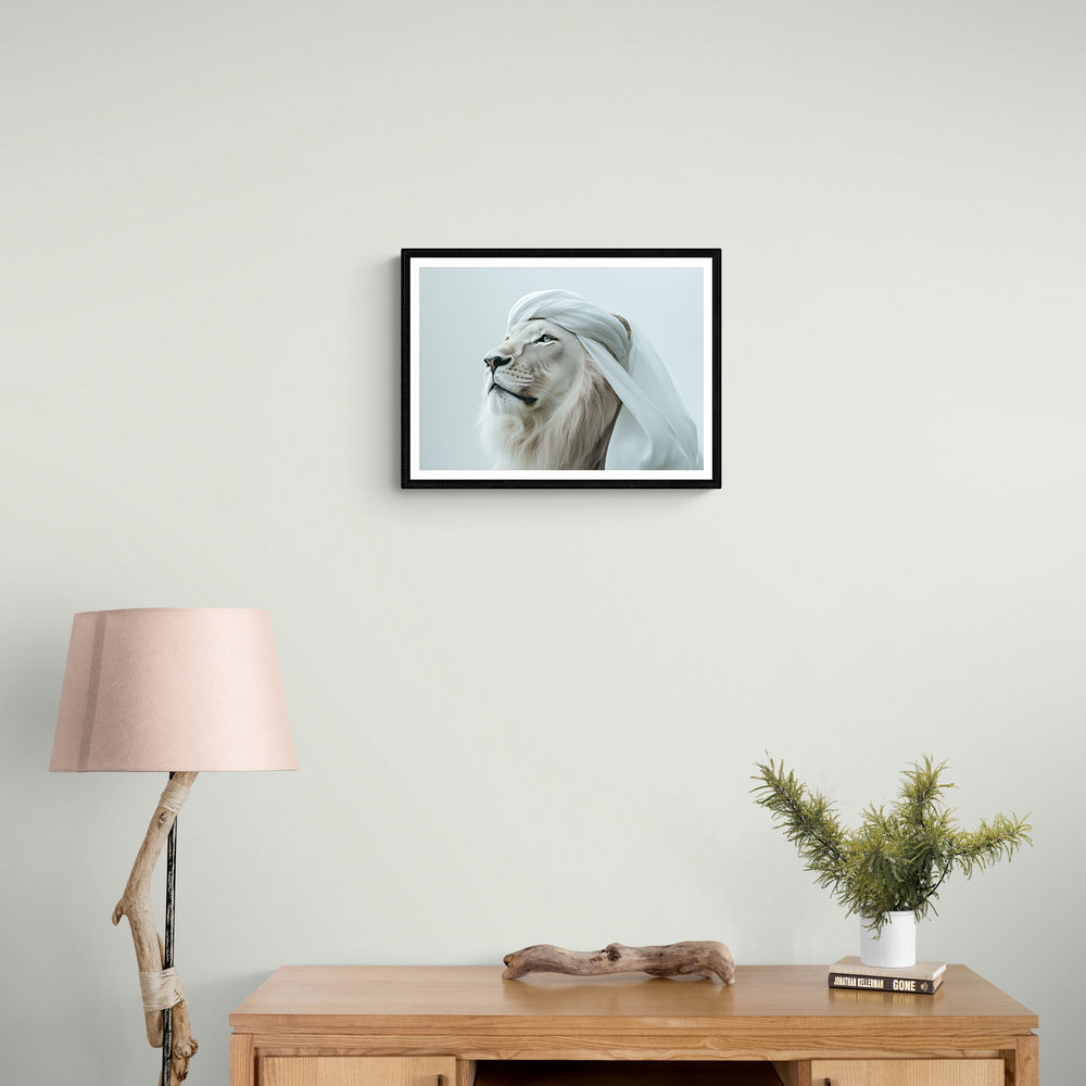 Ghutra White Lion Wall Art