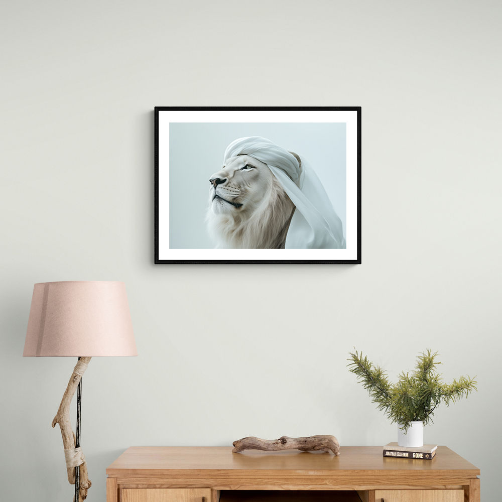 Ghutra White Lion Wall Art