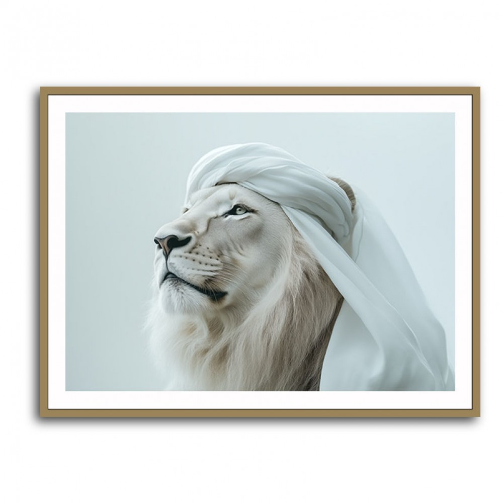 Ghutra White Lion Wall Art