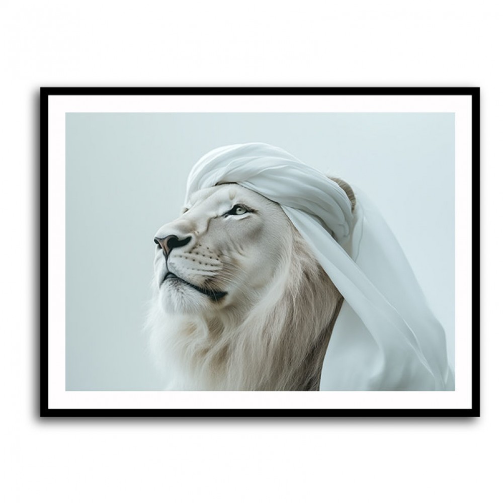 Ghutra White Lion Wall Art