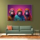 Three Chimps Wearing Headphones Punk Wall Art