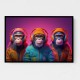 Three Chimps Wearing Headphones Punk Wall Art