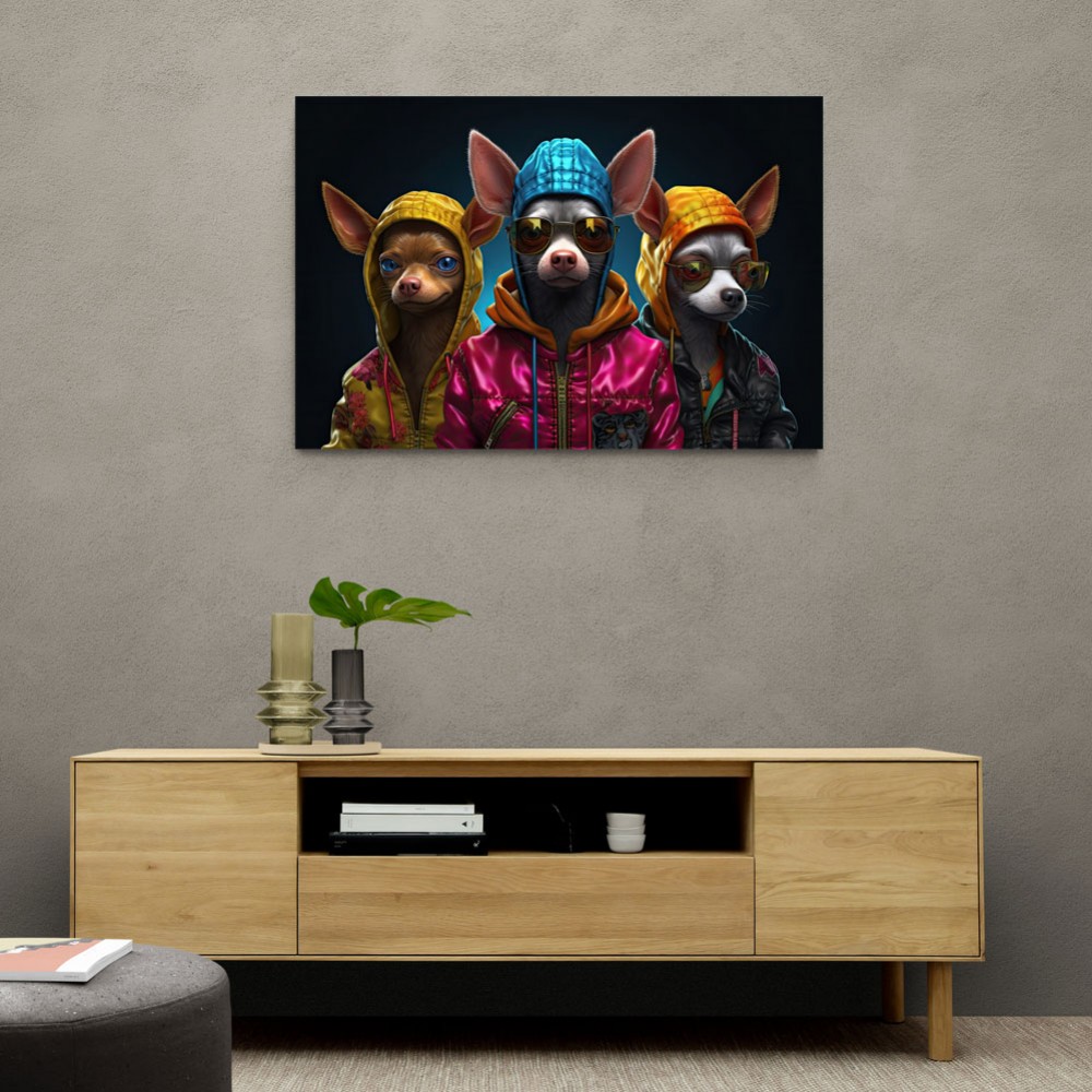 Three Chihuahua Punk Dogs Wall Art