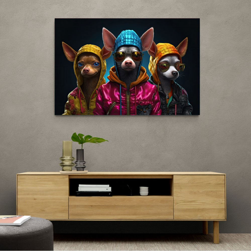 Three Chihuahua Punk Dogs Wall Art