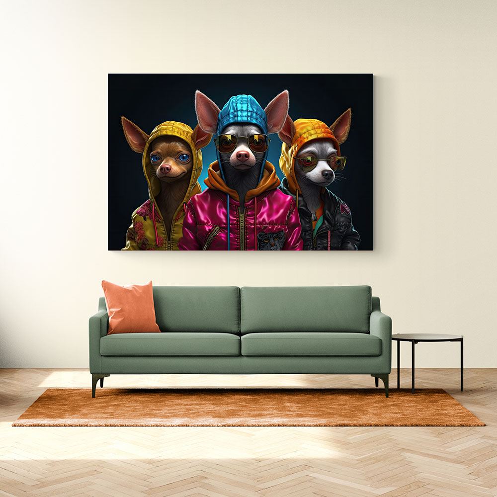 Three Chihuahua Punk Dogs Wall Art