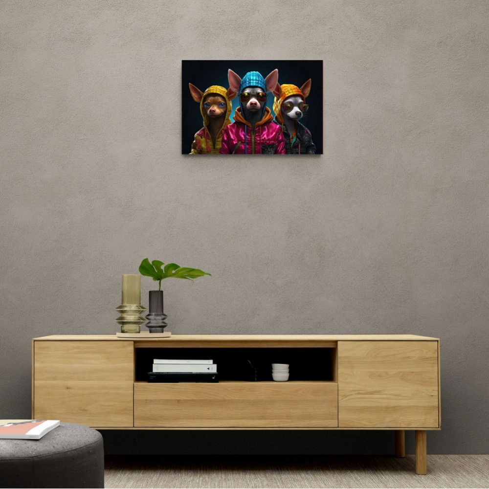 Three Chihuahua Punk Dogs Wall Art