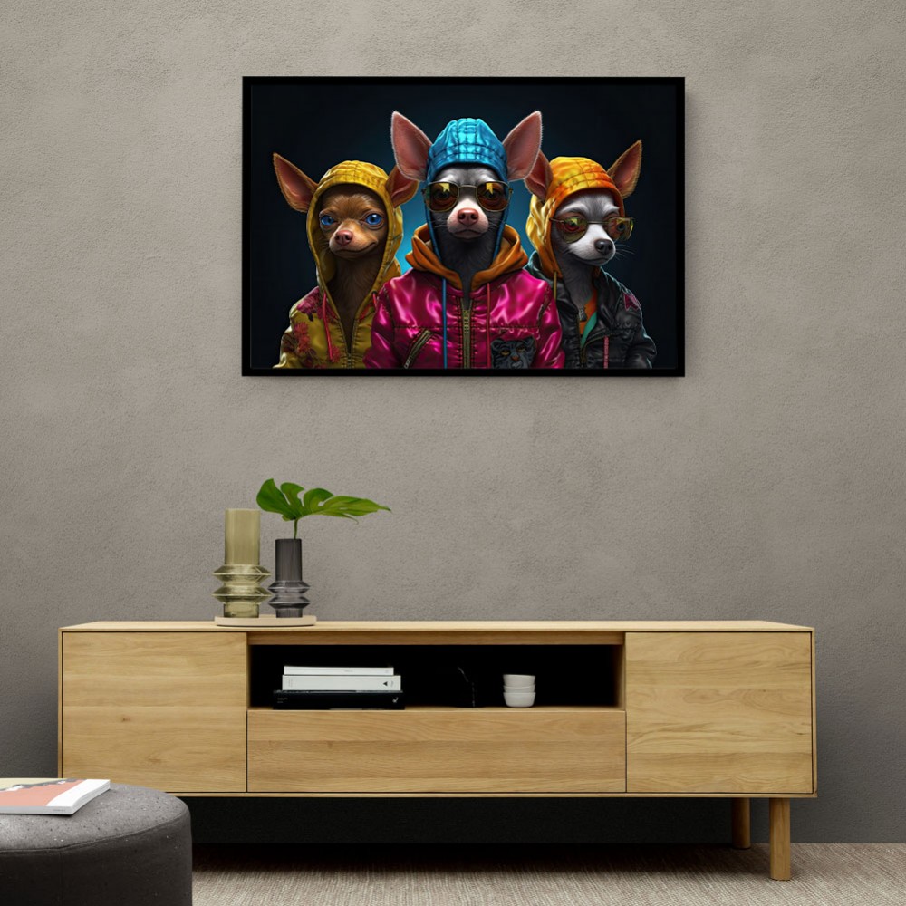 Three Chihuahua Punk Dogs Wall Art