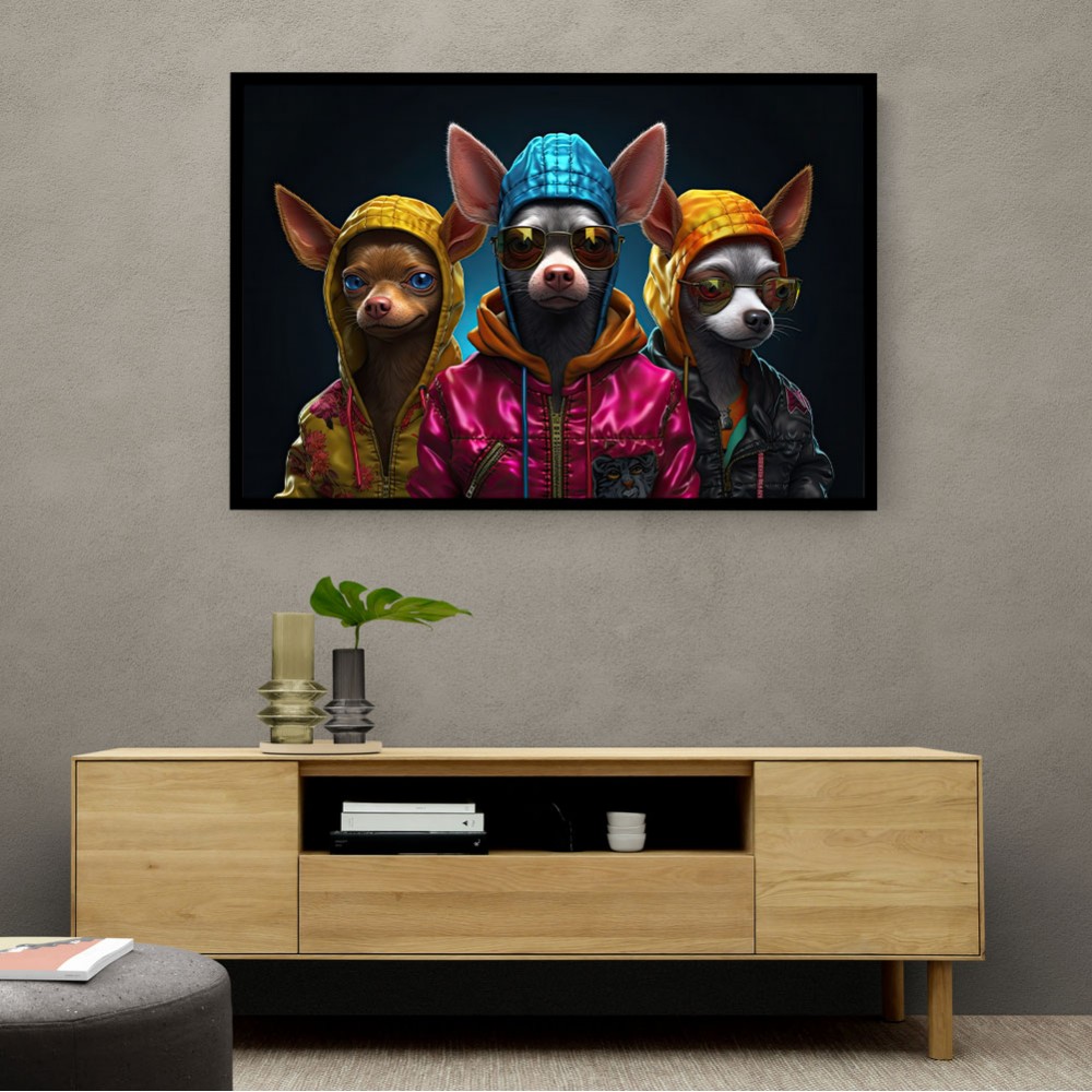 Three Chihuahua Punk Dogs Wall Art